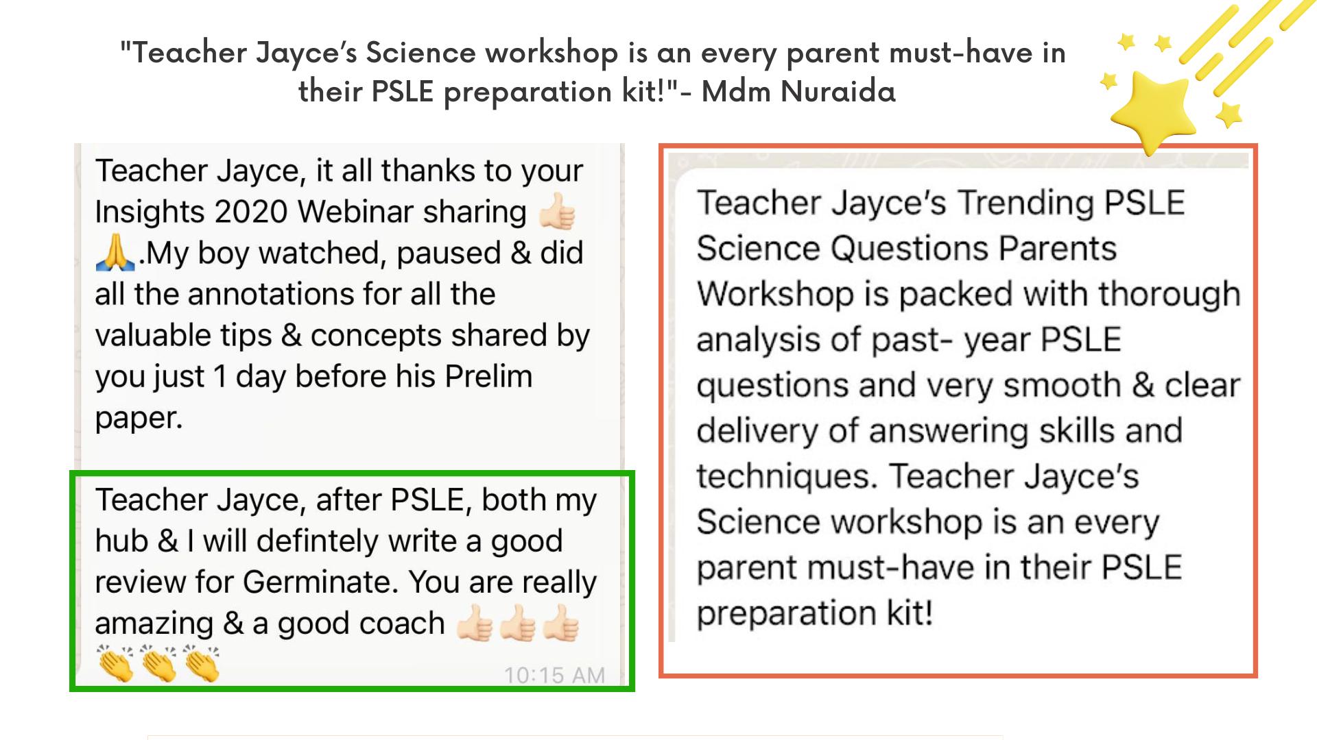 This Image is About PSLE Science Workshops Reviews2