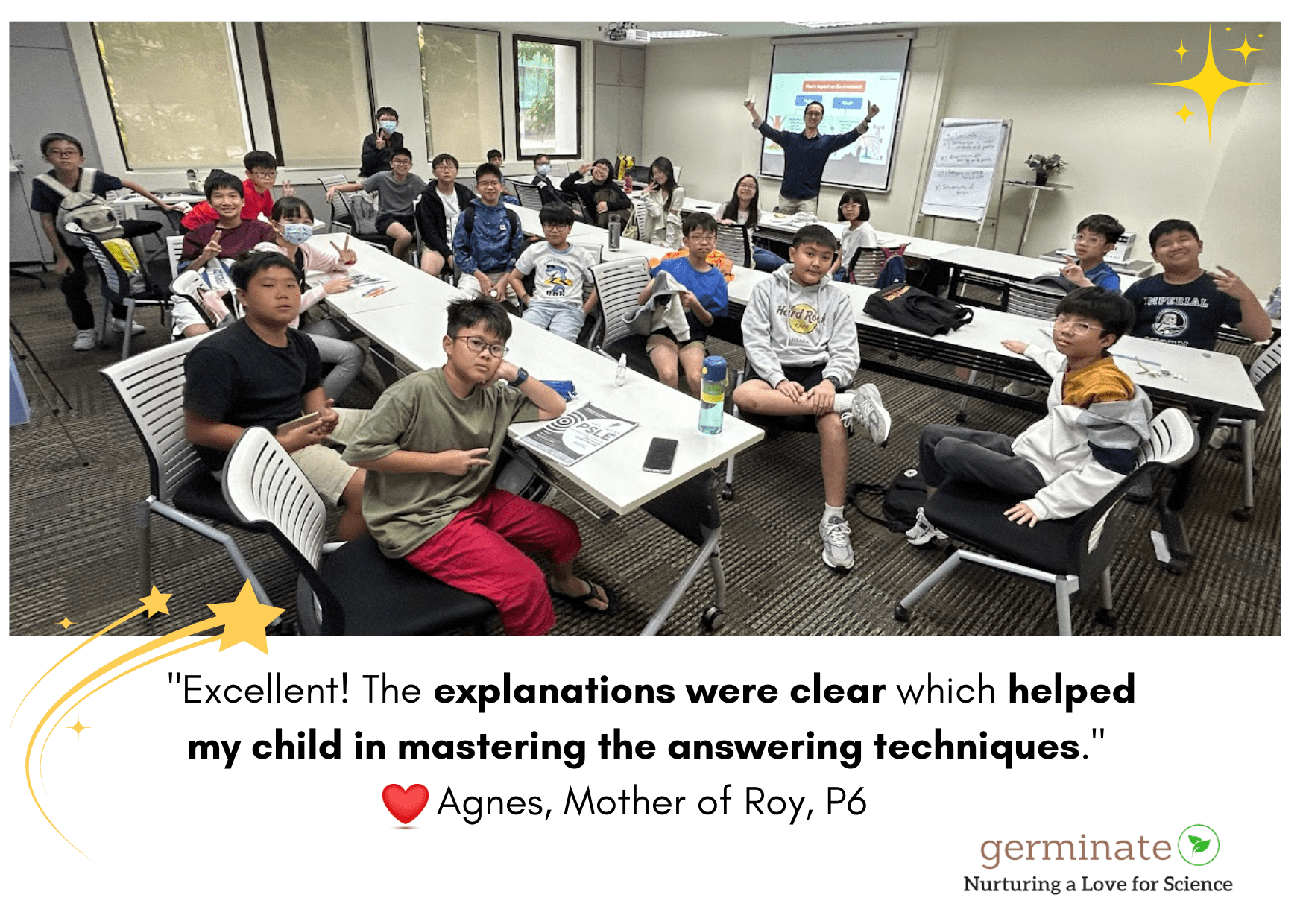 This is a testimonial of P6 Science Intensive Masterclass 6